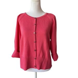 Women's Coral Pink Button-Front Cardigan Sweater